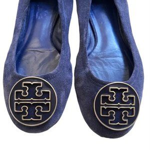 Tory Burch Reva Blue Suede Flats - Size 6